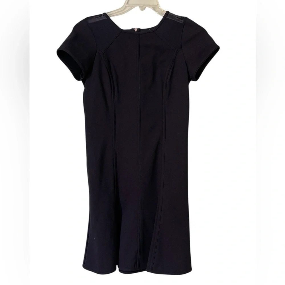 Ann Taylor little black body corp dress W/flared skirt & mesh shoulders. Size 6 - Picture 4 of 8